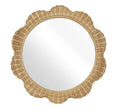 Belle scalloped round rattan wall mirror in natural wicker