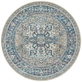 Round blue and ivory rug with classic distressed pattern, Bridgeport Blue Rug Round shown on a white background