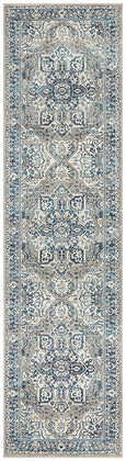 Bridgeport Blue runner with classic distressed blue and ivory pattern, shown on a white background