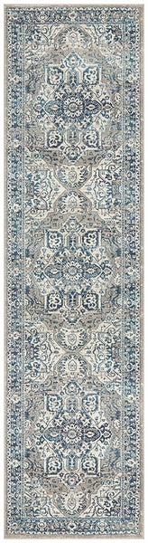 Bridgeport Blue runner with classic distressed blue and ivory pattern, shown on a white background