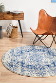 Isla White/Navy Round Rug