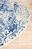 Isla White/Navy Round Rug