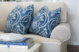 East Hampton Sofa in flax fabric with contrast white piping and skirted base
East Hampton Sofa styled in a Hamptons living room with blue and white décor