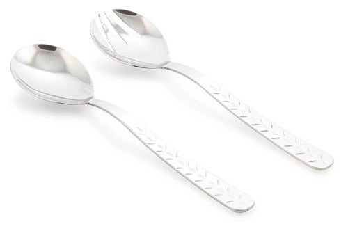 Etched Stainless Steel Salad Servers Silver