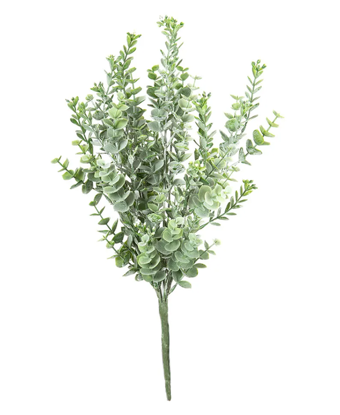 Artificial eucalyptus bush in green and grey tones, 40cm tall