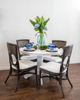 Fullerton Dining Chair in antique brown rattan with off-white seat cushion
