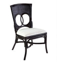Fullerton Dining Chair in black rattan with off-white seat cushion