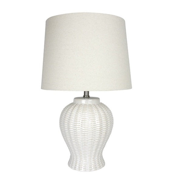 Ceramic White Basketweave Lamp