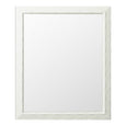 White rectangular wall mirror with bamboo-inspired stepped frame styled in a Hamptons-style interior