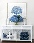 Haven Console 3 Drawer White with shaker-style design and lower shelf.