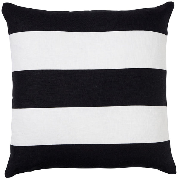 Linen Stripe Black Cushion 50cm