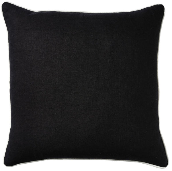 Linen Black Cushion with Piping