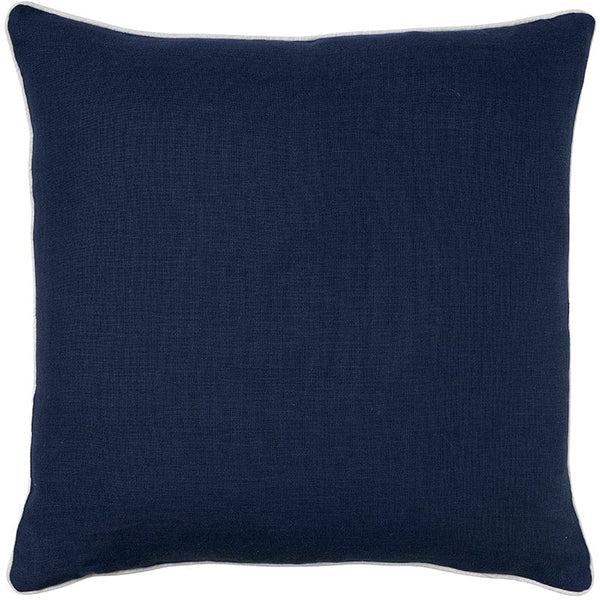Linen Navy Cushion with Piping