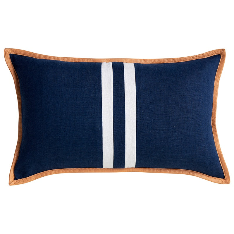 Riva Navy Linen Lumbar Cushion