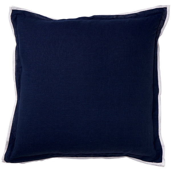 Linen Navy Edge Cushion 50cm