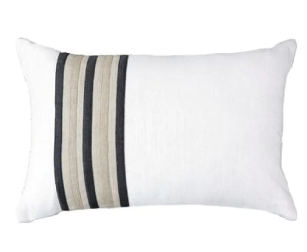 Linen Modern Regents Stripes Lumbar Cushion White