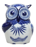 Blue and white ceramic Ming style owl ornament