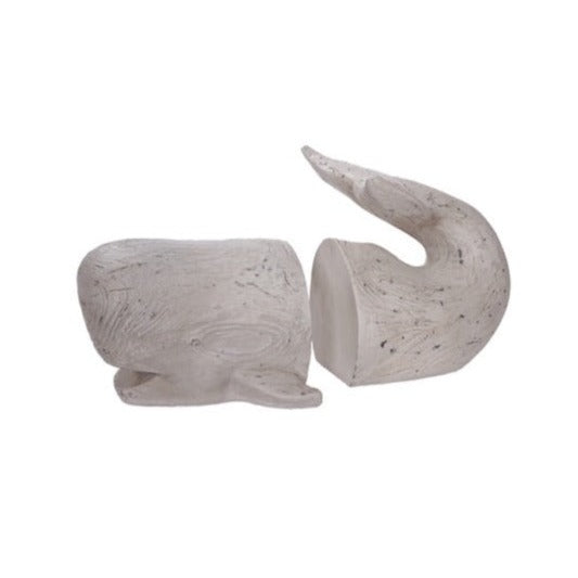 Orlando Whitewash Resin Whale Bookends