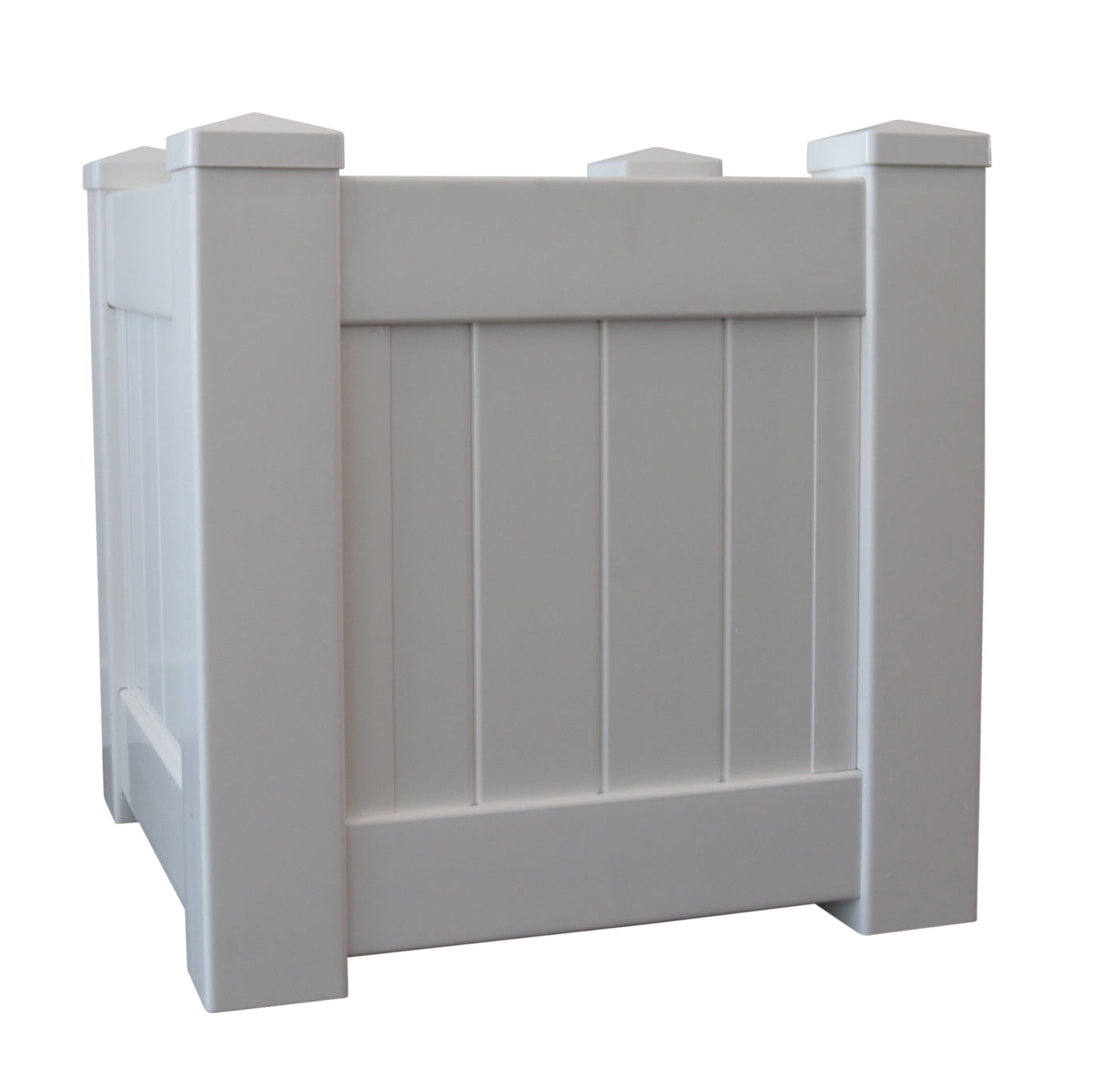 White PVC planter box 45cm with panel detailing