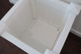 White PVC planter box 45cm with panel detailing showing inside of planter