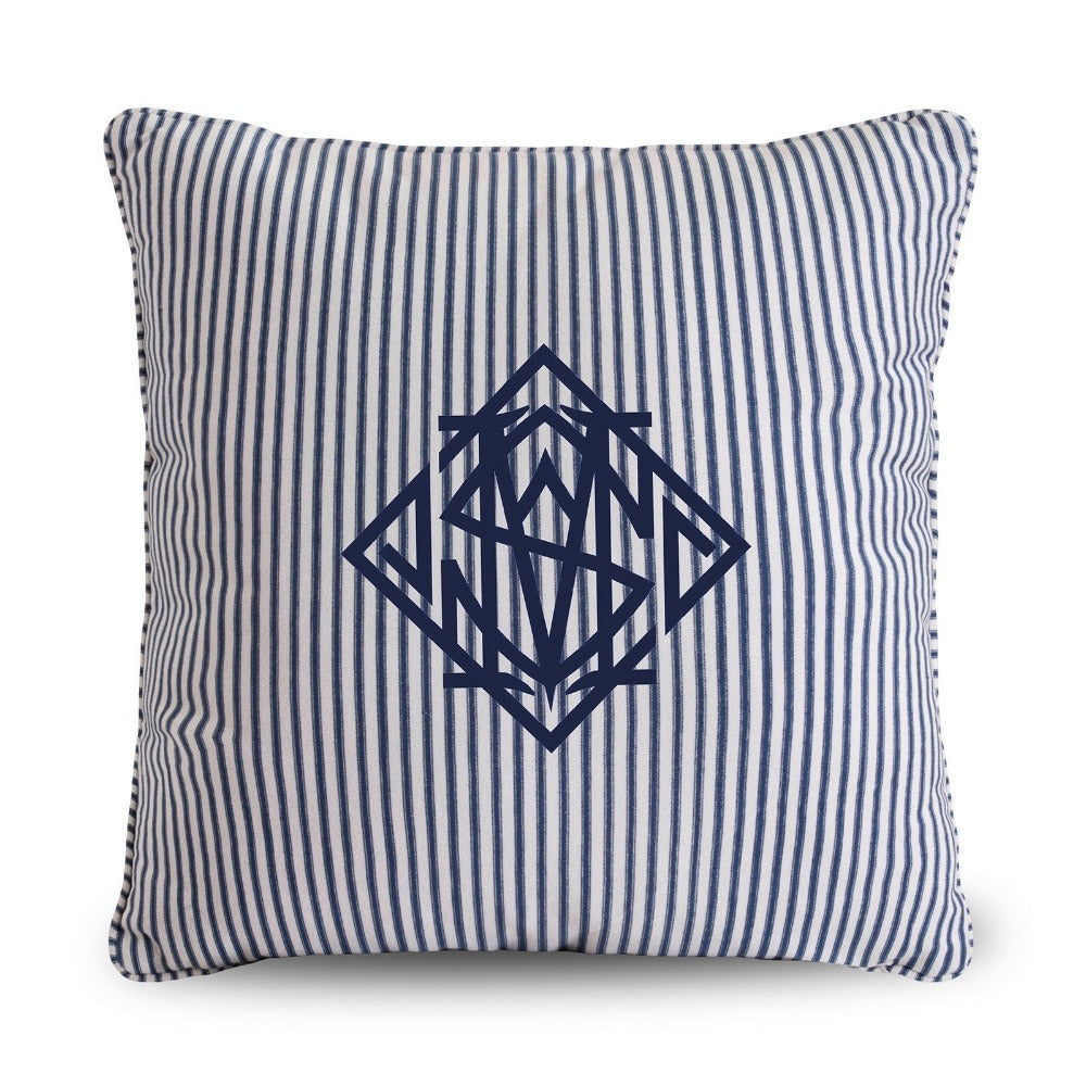 Ticking Monogram Skipper Cushion Cover