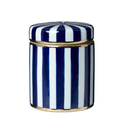 Paris Stripe Jar Small Blue