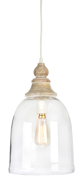 Sorrento Bell Glass And Wood Pendant Light