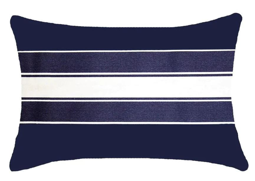 Ticking Stripe Rye Cushions Lumber Navy and White