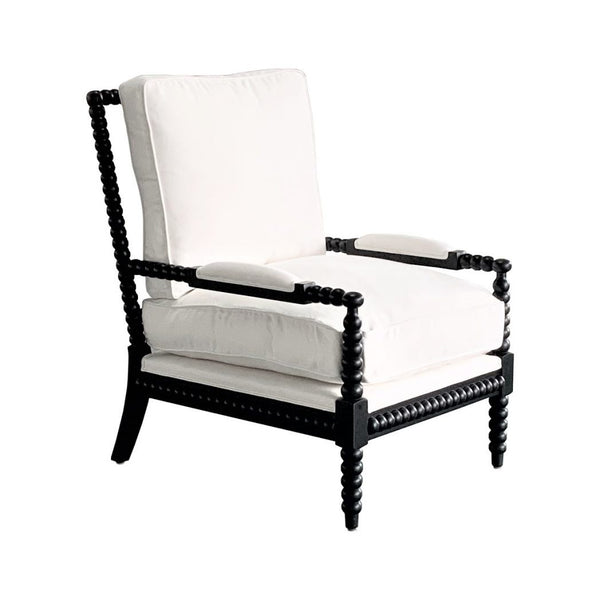 Bobbin Black Armchair With White Fabric