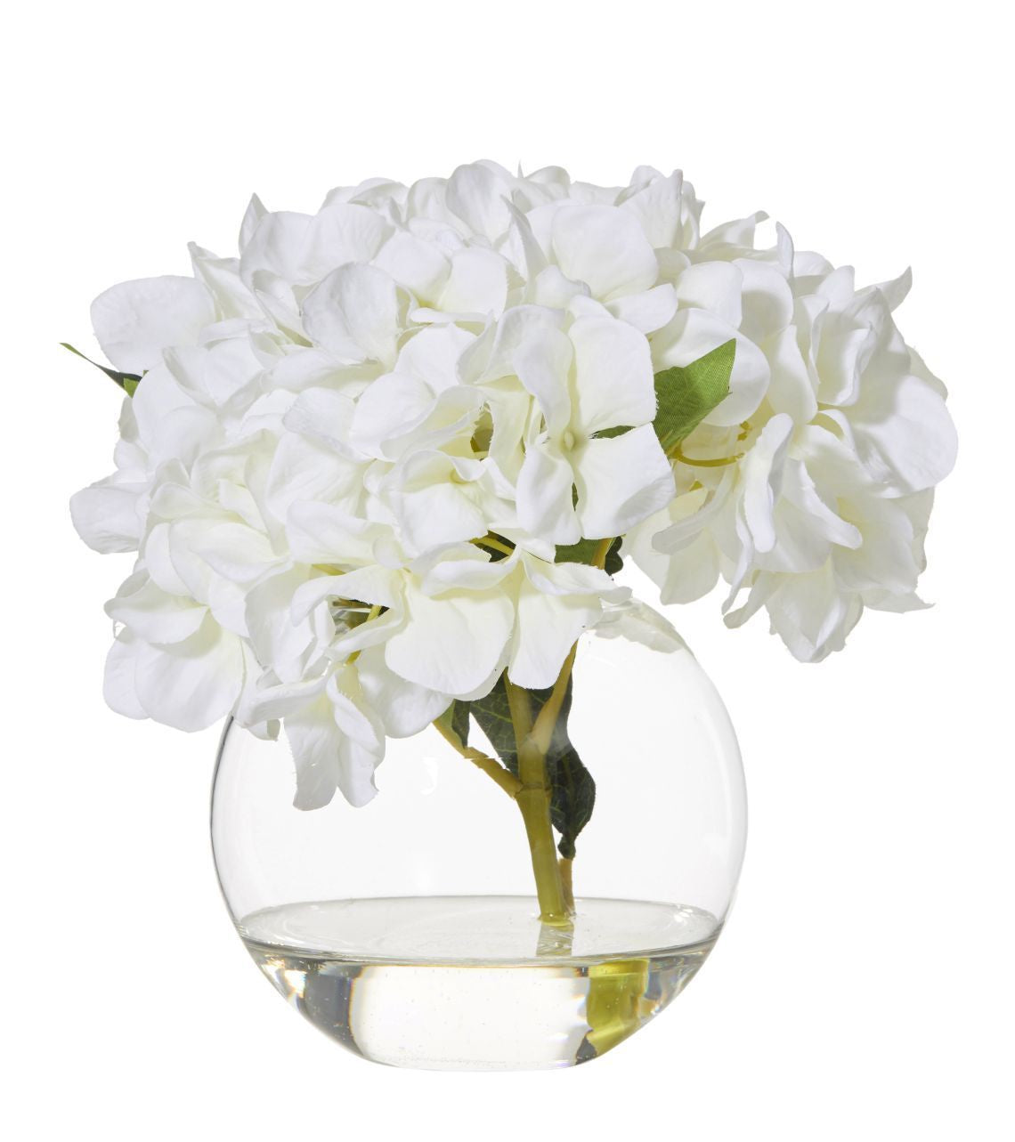 Hydrangea in Sphere Vase 23cm White
