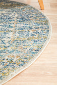 Paige Silver/Blue Round Rug