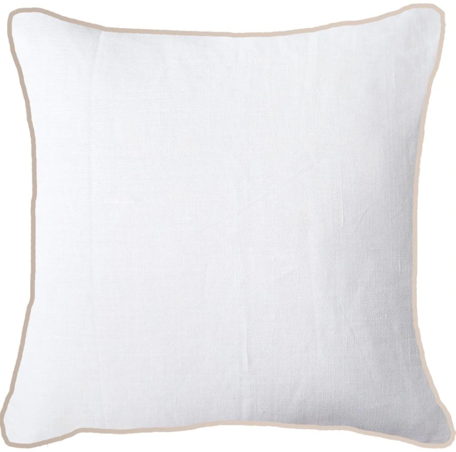 Piped Linen White/Natural Cushion