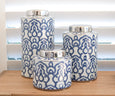Templar Blue and White and Silver Ginger Jar Medium