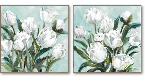 White Tulips Framed Canvas S/2